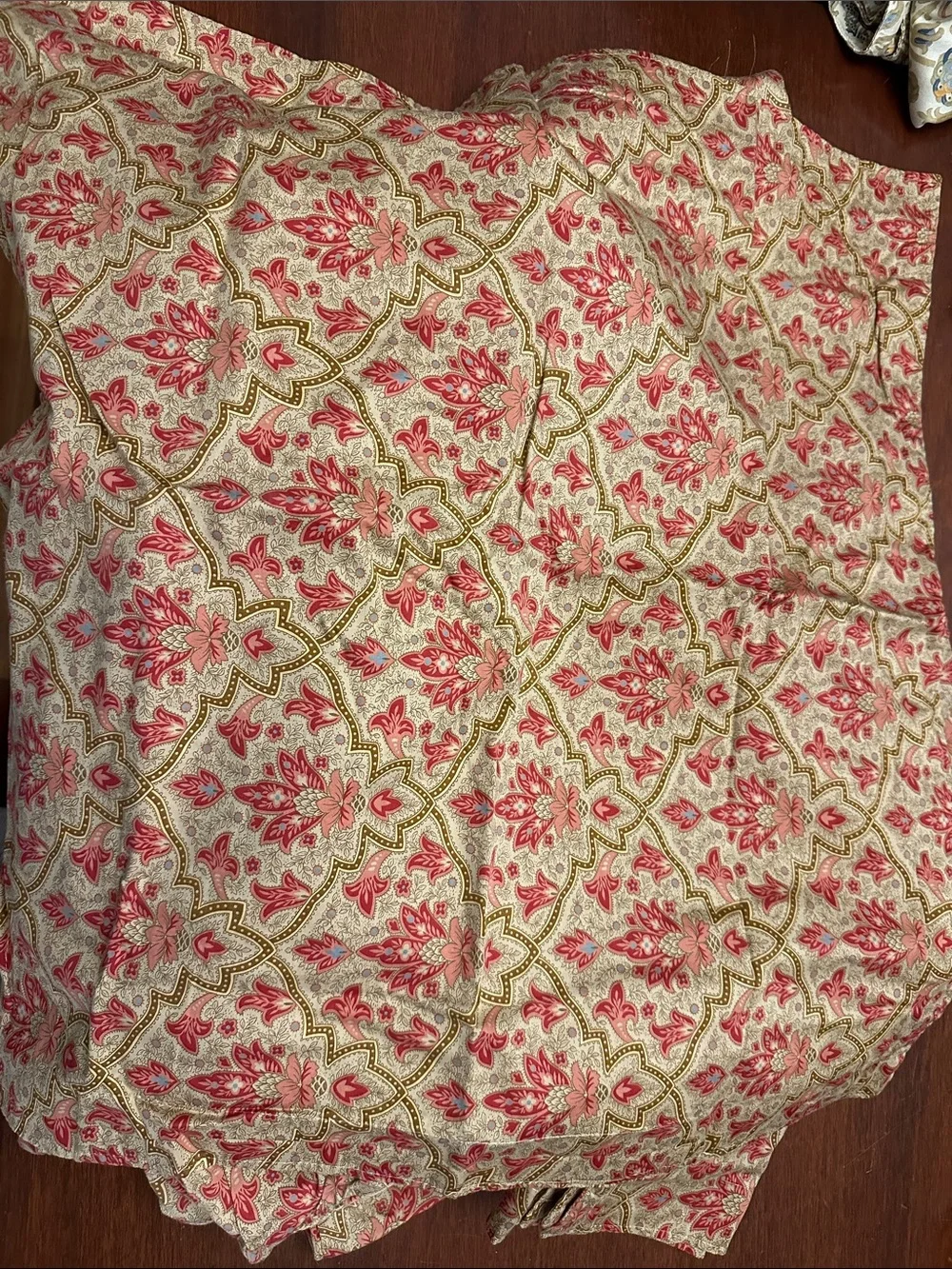 Ralph Lauren Coral and Olive Floral duvet cover with 2 large square pillow shams